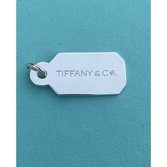 Tiffany & Co. Silver Price Tag Charm Pendant W/ Diamond 4...